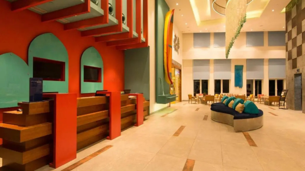 Colorful hotel interior in Calangute Goa during check-in